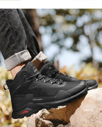 Men's Warm Boots Plush Snow Boots Outdoor Non-Slip Hiking Boots High Top Waterproof Sports Men's Winter Boots Snow Boots Warm Lined Non Slip Leather Shoes Stevvex