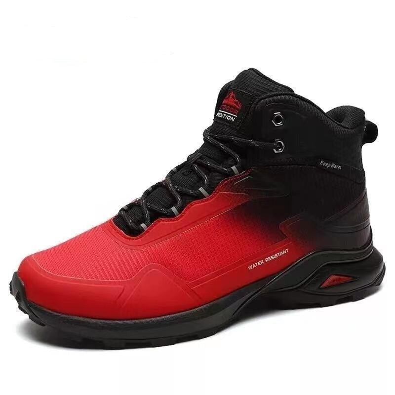 Men's Warm Boots Plush Snow Boots Outdoor Non-Slip Hiking Boots High Top Waterproof Sports Men's Winter Boots Snow Boots Warm Lined Non Slip Leather Shoes Stevvex