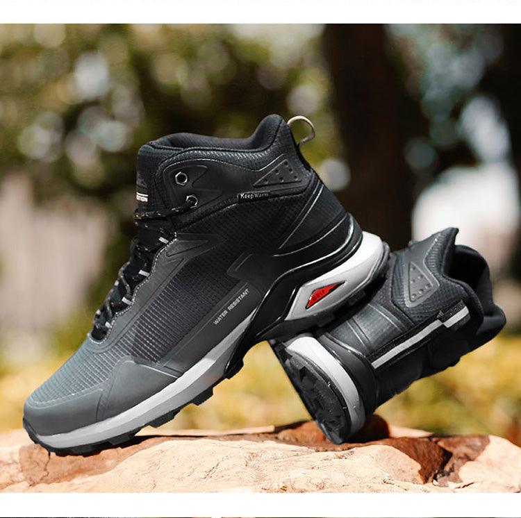 Men's Warm Boots Plush Snow Boots Outdoor Non-Slip Hiking Boots High Top Waterproof Sports Men's Winter Boots Snow Boots Warm Lined Non Slip Leather Shoes Stevvex