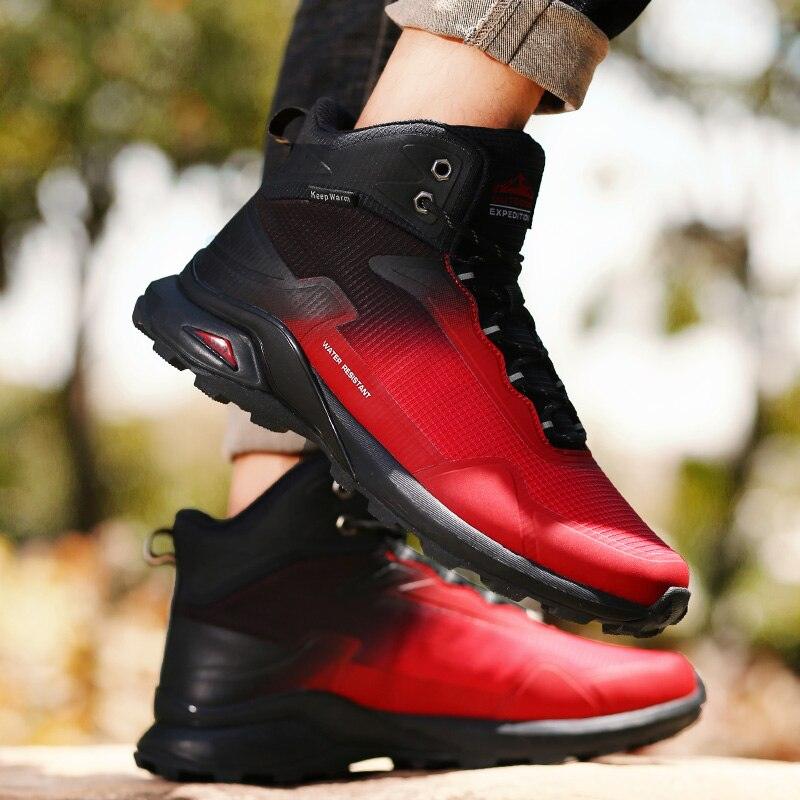 Men's Warm Boots Plush Snow Boots Outdoor Non-Slip Hiking Boots High Top Waterproof Sports Men's Winter Boots Snow Boots Warm Lined Non Slip Leather Shoes Stevvex