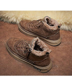 Men's Winter Cotton Shoes High-Top Fashion Casual Trend Boots Flat Shoes Winter Snow Boots Warm Ankle Booties Outdoor Work Shoes For Cold Weather Soft Comfortable Walking Brown Shoes Stevvex
