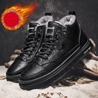 Men's Winter Cotton Shoes High-Top Fashion Casual Trend Boots Flat Shoes Winter Snow Boots Warm Ankle Booties Outdoor Work Shoes For Cold Weather Soft Comfortable Walking Brown Shoes Stevvex