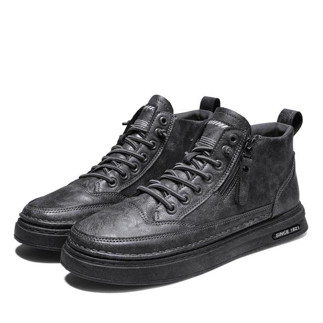 Men's Winter Cotton Shoes High-Top Fashion Casual Trend Boots Flat Shoes Winter Snow Boots Warm Ankle Booties Outdoor Work Shoes For Cold Weather Soft Comfortable Walking Brown Shoes Stevvex