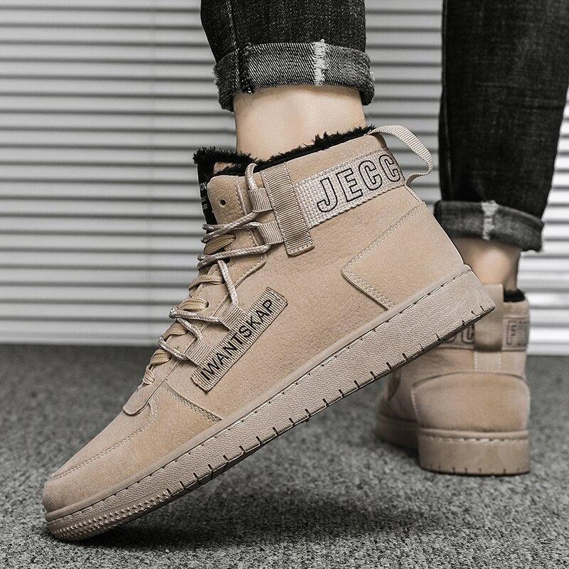 Men's Winter Lined Warm Cotton Shoes High-Top Outdoor Waterproof Casual Sports Shoes Non Slip Breathable Running Lightweight Casual Winter Comfortable Durable Shoes Stevvex