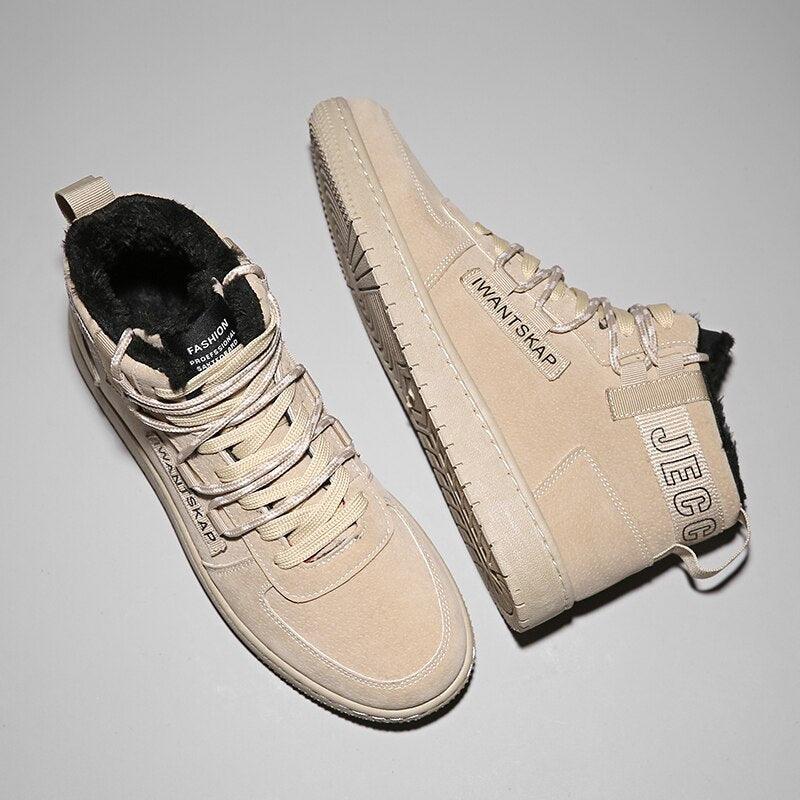 Men's Winter Lined Warm Cotton Shoes High-Top Outdoor Waterproof Casual Sports Shoes Non Slip Breathable Running Lightweight Casual Winter Comfortable Durable Shoes Stevvex