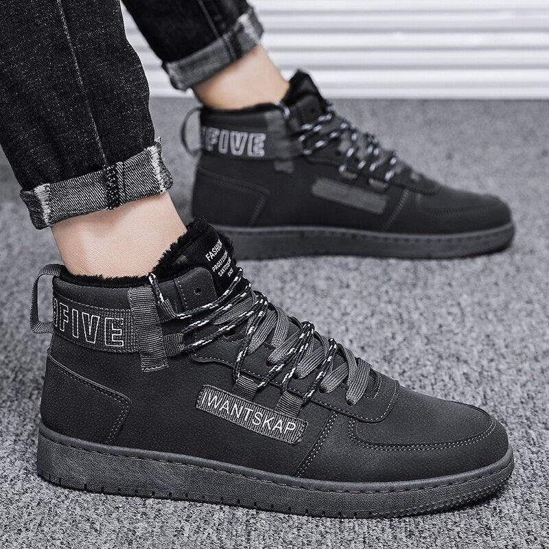 Men's Winter Lined Warm Cotton Shoes High-Top Outdoor Waterproof Casual Sports Shoes Non Slip Breathable Running Lightweight Casual Winter Comfortable Durable Shoes Stevvex