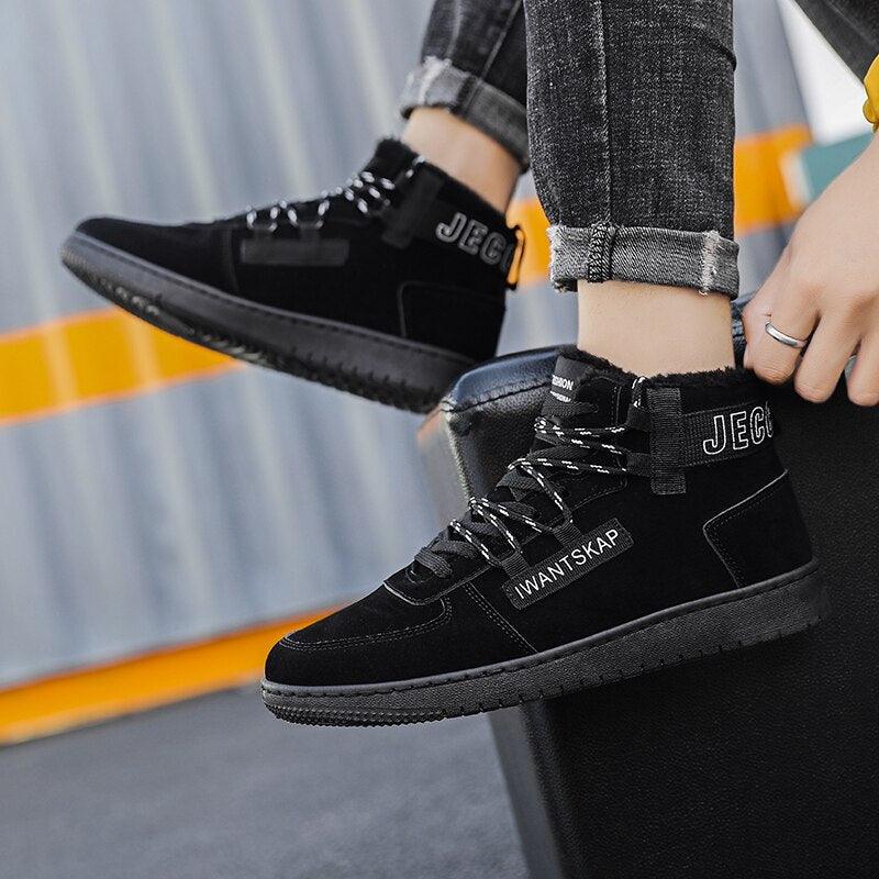 Men's Winter Lined Warm Cotton Shoes High-Top Outdoor Waterproof Casual Sports Shoes Non Slip Breathable Running Lightweight Casual Winter Comfortable Durable Shoes Stevvex