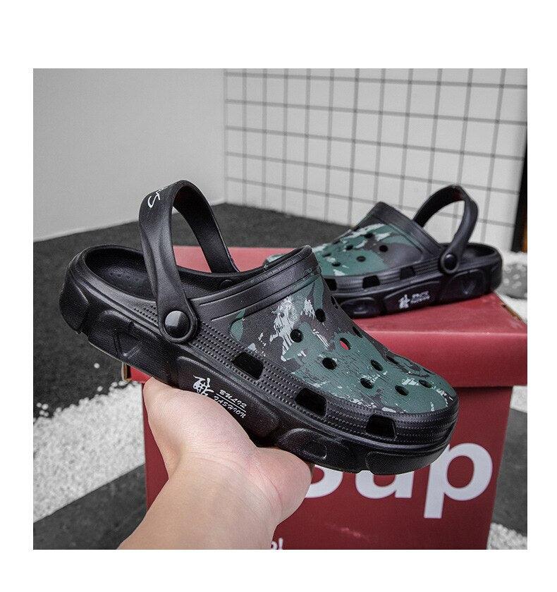 Men Sandals Summer Camouflage Hole Shoes Garden Shoes Outdoor Non-slip Beach Shoes Flat Sandals Home Slippers Unisex Garden Clogs Shoes Slippers Sandals For Mens Stevvex