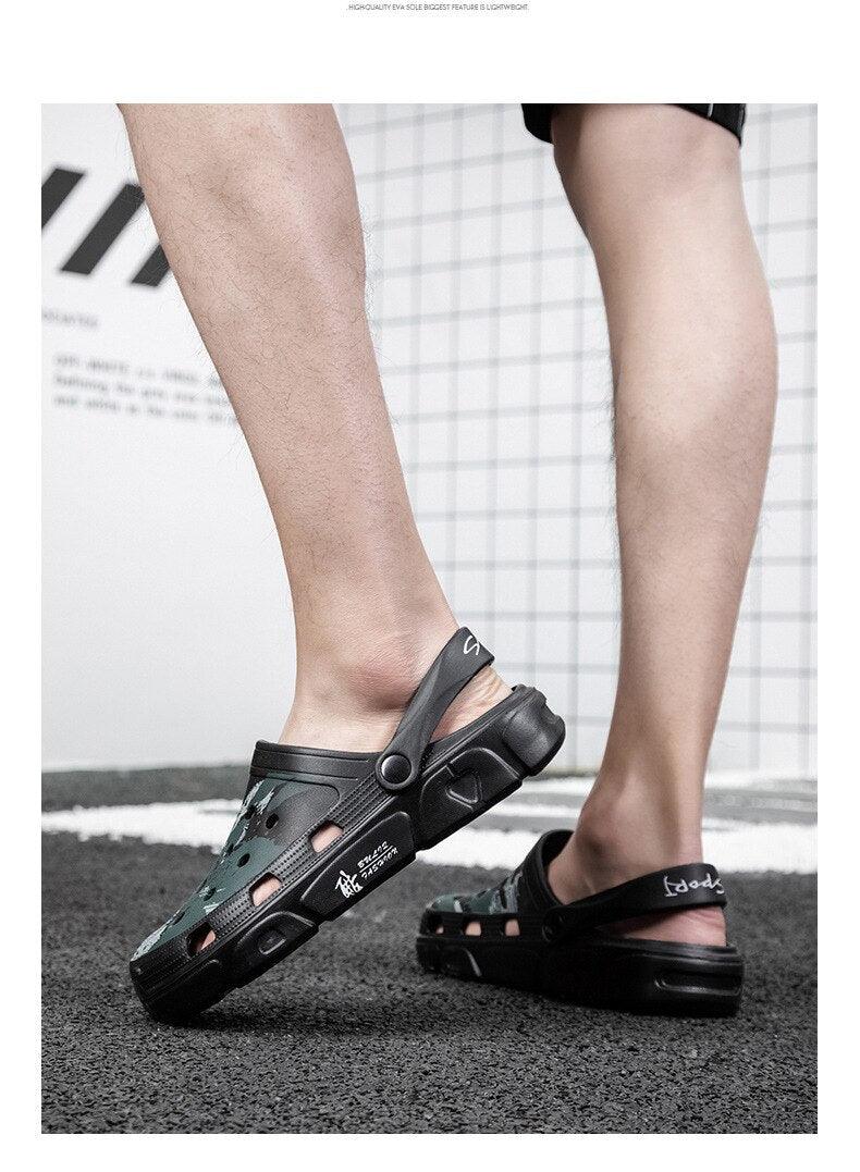 Men Sandals Summer Camouflage Hole Shoes Garden Shoes Outdoor Non-slip Beach Shoes Flat Sandals Home Slippers Unisex Garden Clogs Shoes Slippers Sandals For Mens Stevvex