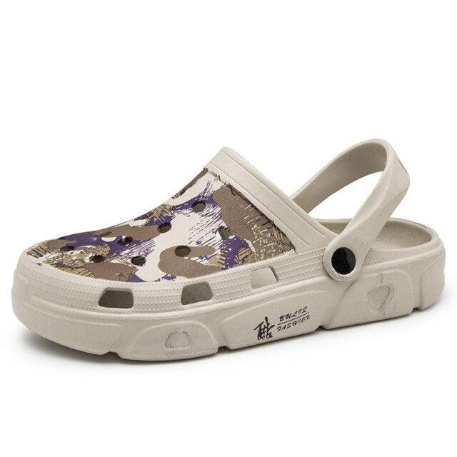 Men Sandals Summer Camouflage Hole Shoes Garden Shoes Outdoor Non-slip Beach Shoes Flat Sandals Home Slippers Unisex Garden Clogs Shoes Slippers Sandals For Mens Stevvex
