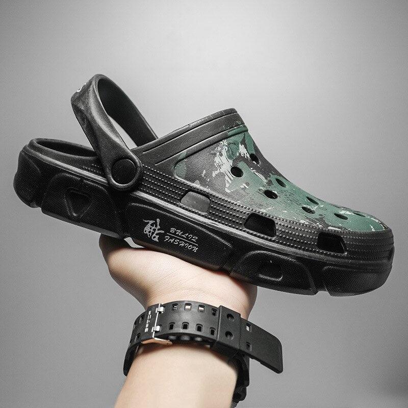 Men Sandals Summer Camouflage Hole Shoes Garden Shoes Outdoor Non-slip Beach Shoes Flat Sandals Home Slippers Unisex Garden Clogs Shoes Slippers Sandals For Mens Stevvex