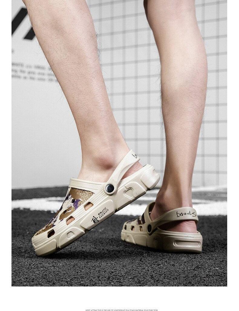 Men Sandals Summer Camouflage Hole Shoes Garden Shoes Outdoor Non-slip Beach Shoes Flat Sandals Home Slippers Unisex Garden Clogs Shoes Slippers Sandals For Mens Stevvex