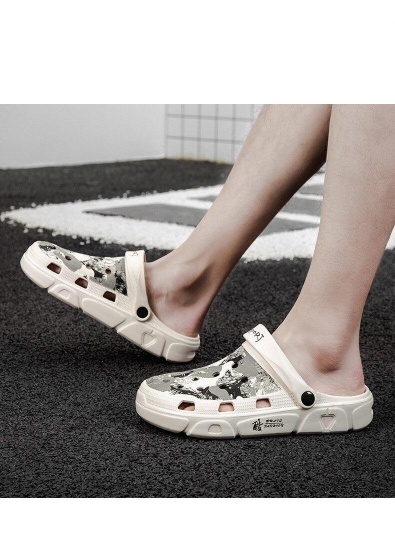 Men Sandals Summer Camouflage Hole Shoes Garden Shoes Outdoor Non-slip Beach Shoes Flat Sandals Home Slippers Unisex Garden Clogs Shoes Slippers Sandals For Mens Stevvex
