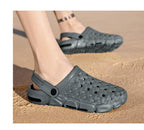 Men Sandals Summer Hole Shoes Rubber Tasteless Plastic Unisex Garden Shoes Black Beach Flat Men Sandals Non Slip Water Shoes Lightweight Home Slip On Walking Casual Holiday Shoes Stevvex