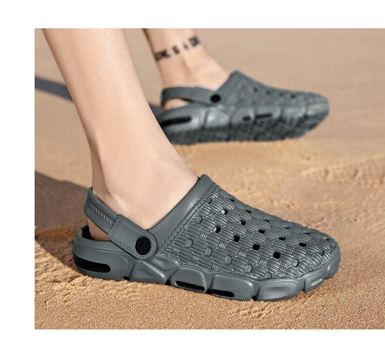 Men Sandals Summer Hole Shoes Rubber Tasteless Plastic Unisex Garden Shoes Black Beach Flat Men Sandals Non Slip Water Shoes Lightweight Home Slip On Walking Casual Holiday Shoes Stevvex