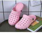 Men Sandals Summer Hole Shoes Rubber Tasteless Plastic Unisex Garden Shoes Black Beach Flat Men Sandals Non Slip Water Shoes Lightweight Home Slip On Walking Casual Holiday Shoes Stevvex