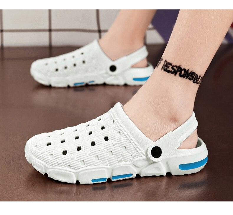 Men Sandals Summer Hole Shoes Rubber Tasteless Plastic Unisex Garden Shoes Black Beach Flat Men Sandals Non Slip Water Shoes Lightweight Home Slip On Walking Casual Holiday Shoes Stevvex