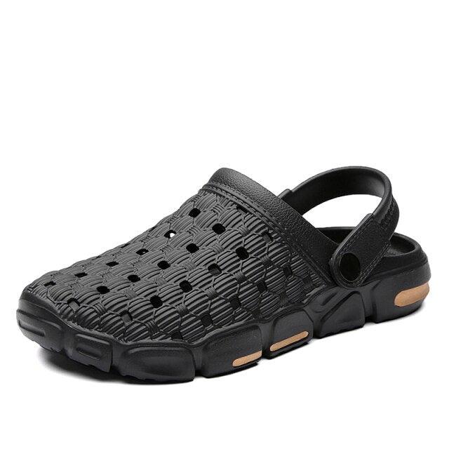 Men Sandals Summer Hole Shoes Rubber Tasteless Plastic Unisex Garden Shoes Black Beach Flat Men Sandals Non Slip Water Shoes Lightweight Home Slip On Walking Casual Holiday Shoes Stevvex
