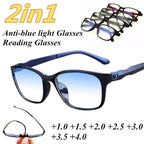 Men Stylish And Luxury Anti Blue Rays Eyeglasses Reading Eye Protection Glasses Antifatigue Computer Eyewear With Diopter +1.5 +2.0 +2.5 +3.0 +3.5 +4.0 Stevvex