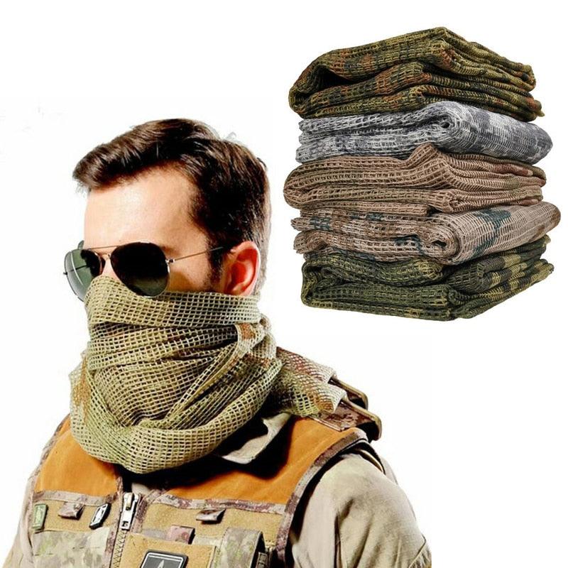 Men Tactical Military Keffiyeh Net Mesh Neck Scarf Shemagh Head Wrap Face Scarf Bandana Outfit Headband Black Motorcycle Balaclava Winter Sport Fishing Fleece Neck Warmer Windproof Dustproof Face Mask Scarf Men Hunting Skis Hiking Stevvex