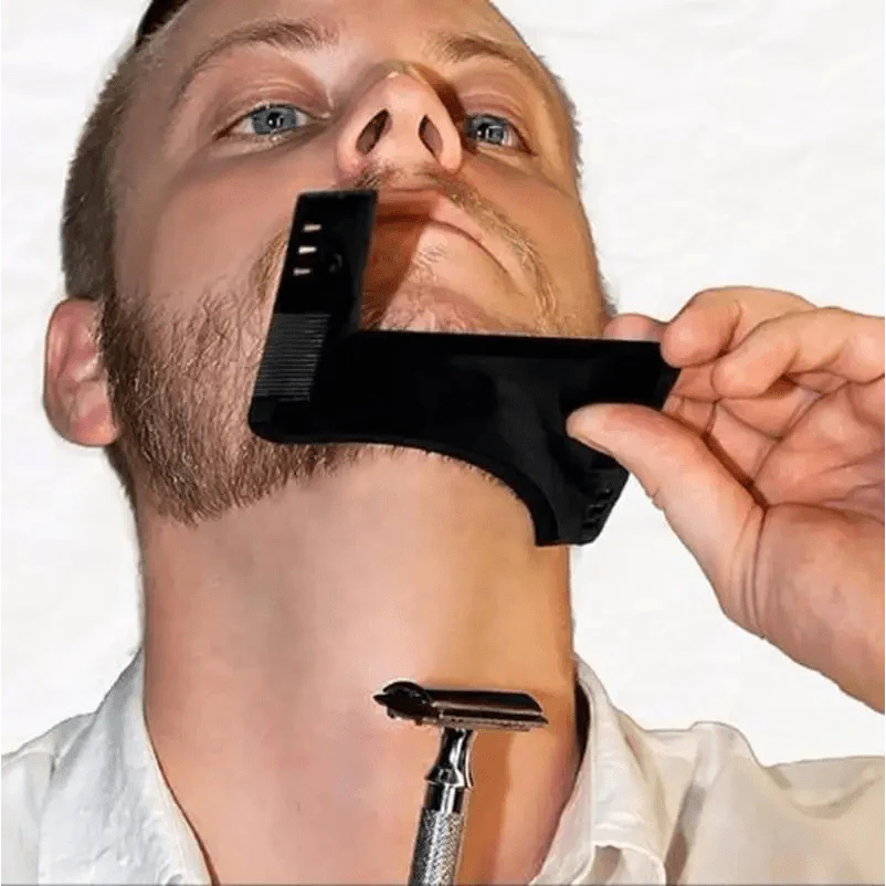 Men Transparent Modern Beard Shaping Tool  Lightweight And Flexible Fits All-In-One Styling Beard Comb Stevvex