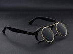 Men Vintage Flat Top Goggles Round Design Metal Retro Glasses For Men & Women Flip Up Sun Glasses New Colourful Fashionable Sunglasses For Men & Women Stevvex