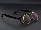 Men Vintage Flat Top Goggles Round Design Metal Retro Glasses For Men & Women Flip Up Sun Glasses New Colourful Fashionable Sunglasses For Men & Women Stevvex