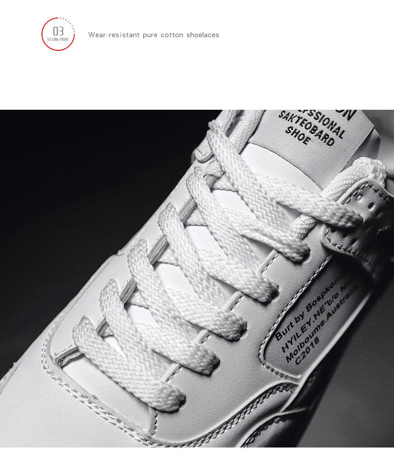 Men White Casual Leather Fashion Sneakers Breathable Sports Running Shoes Leather Running Sport Air Cushion Outdoor Training Sneakers High Quality Design Stevvex