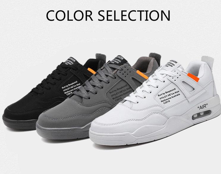 Men White Casual Leather Fashion Sneakers Breathable Sports Running Shoes Leather Running Sport Air Cushion Outdoor Training Sneakers High Quality Design Stevvex
