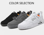 Men White Casual Leather Fashion Sneakers Breathable Sports Running Shoes Leather Running Sport Air Cushion Outdoor Training Sneakers High Quality Design Stevvex