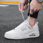 Men White Casual Leather Fashion Sneakers Breathable Sports Running Shoes Leather Running Sport Air Cushion Outdoor Training Sneakers High Quality Design Stevvex