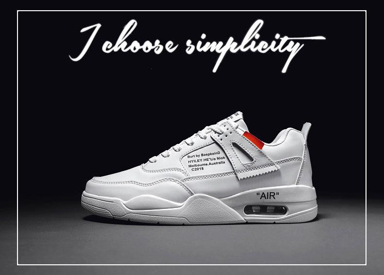 Men White Casual Leather Fashion Sneakers Breathable Sports Running Shoes Leather Running Sport Air Cushion Outdoor Training Sneakers High Quality Design Stevvex