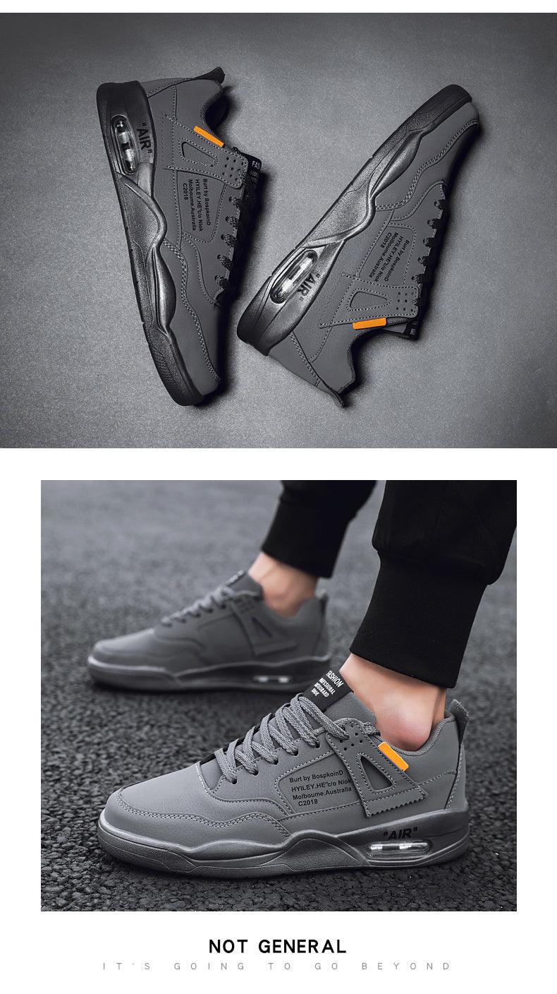 Men White Casual Leather Fashion Sneakers Breathable Sports Running Shoes Leather Running Sport Air Cushion Outdoor Training Sneakers High Quality Design Stevvex