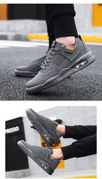 Men White Casual Leather Fashion Sneakers Breathable Sports Running Shoes Leather Running Sport Air Cushion Outdoor Training Sneakers High Quality Design Stevvex