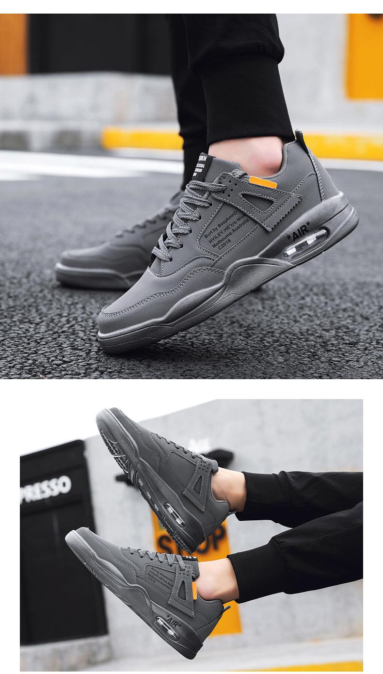 Men White Casual Leather Fashion Sneakers Breathable Sports Running Shoes Leather Running Sport Air Cushion Outdoor Training Sneakers High Quality Design Stevvex