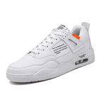 Men White Casual Leather Fashion Sneakers Breathable Sports Running Shoes Leather Running Sport Air Cushion Outdoor Training Sneakers High Quality Design Stevvex