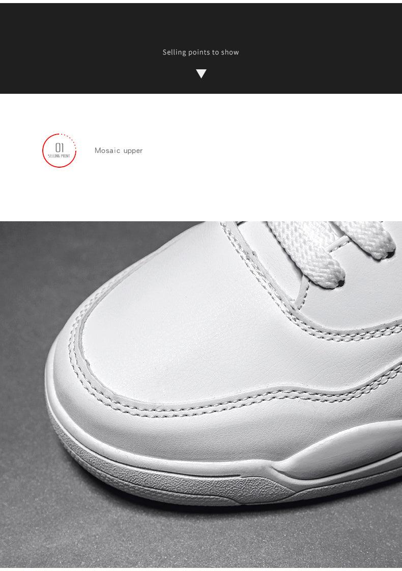 Men White Casual Leather Fashion Sneakers Breathable Sports Running Shoes Leather Running Sport Air Cushion Outdoor Training Sneakers High Quality Design Stevvex