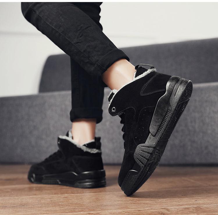 Men Winter Comfortable Shoes Warm Fur Snow Boots Ankle Winter Boots For Men Plush Sneakers High-Top Outdoor Snow Boots Water Resistant Shoes Anti-Slip Fully Fur Lined Casual Lightweight Shoes Stevvex