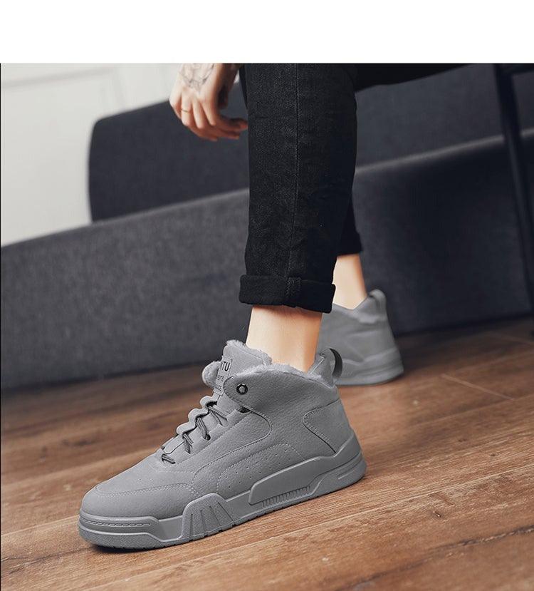 Men Winter Comfortable Shoes Warm Fur Snow Boots Ankle Winter Boots For Men Plush Sneakers High-Top Outdoor Snow Boots Water Resistant Shoes Anti-Slip Fully Fur Lined Casual Lightweight Shoes Stevvex