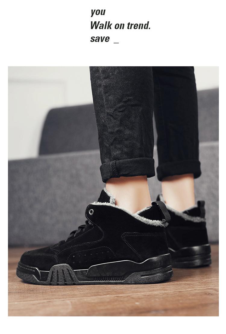 Men Winter Comfortable Shoes Warm Fur Snow Boots Ankle Winter Boots For Men Plush Sneakers High-Top Outdoor Snow Boots Water Resistant Shoes Anti-Slip Fully Fur Lined Casual Lightweight Shoes Stevvex