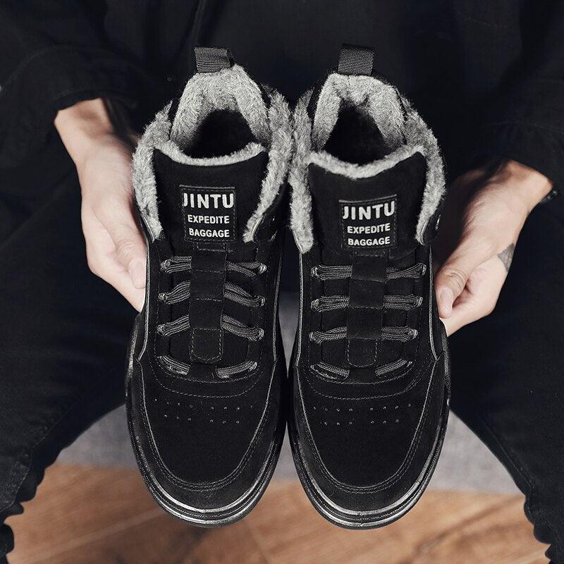 Men Winter Comfortable Shoes Warm Fur Snow Boots Ankle Winter Boots For Men Plush Sneakers High-Top Outdoor Snow Boots Water Resistant Shoes Anti-Slip Fully Fur Lined Casual Lightweight Shoes Stevvex