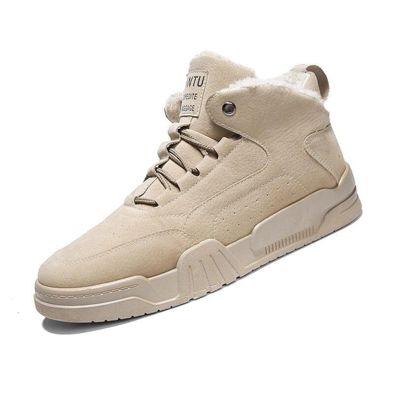 Men Winter Comfortable Shoes Warm Fur Snow Boots Ankle Winter Boots For Men Plush Sneakers High-Top Outdoor Snow Boots Water Resistant Shoes Anti-Slip Fully Fur Lined Casual Lightweight Shoes Stevvex