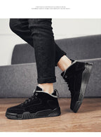 Men Winter Comfortable Shoes Warm Fur Snow Boots Ankle Winter Boots For Men Plush Sneakers High-Top Outdoor Snow Boots Water Resistant Shoes Anti-Slip Fully Fur Lined Casual Lightweight Shoes Stevvex