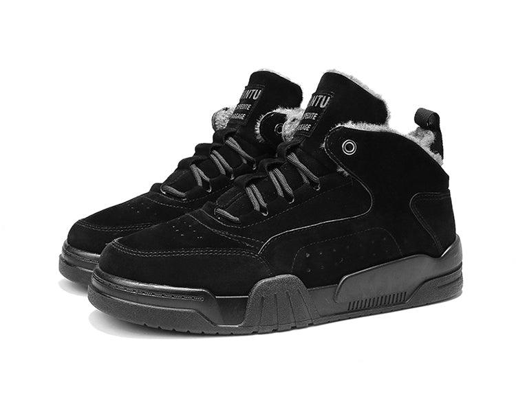 Men Winter Comfortable Shoes Warm Fur Snow Boots Ankle Winter Boots For Men Plush Sneakers High-Top Outdoor Snow Boots Water Resistant Shoes Anti-Slip Fully Fur Lined Casual Lightweight Shoes Stevvex