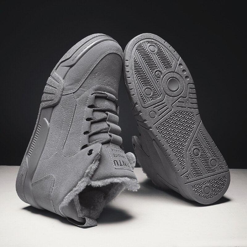Men Winter Comfortable Shoes Warm Fur Snow Boots Ankle Winter Boots For Men Plush Sneakers High-Top Outdoor Snow Boots Water Resistant Shoes Anti-Slip Fully Fur Lined Casual Lightweight Shoes Stevvex