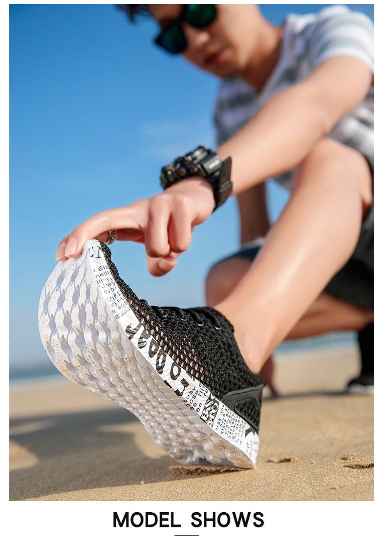 Mens Aqua Breathable Beach Quick Drying Water Shoes Outdoor Fishing Wading Shoes Water Sneakers Ultra Lightweight Breathable Walking Shoes Non Slip Athletic Fashion Sneakers Stevvex