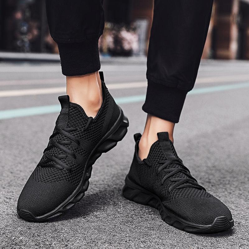 Mens Black Sneakers Casual Summer High Quality Mesh Sneakers Lightweight Breathable Mesh Sneakers Fashion Tennis Breathable Walking Gym Work Sneakers Stevvex