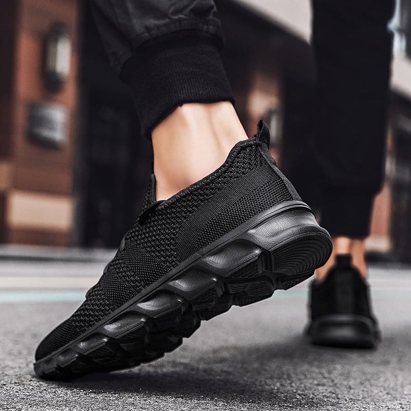 Mens Black Sneakers Casual Summer High Quality Mesh Sneakers Lightweight Breathable Mesh Sneakers Fashion Tennis Breathable Walking Gym Work Sneakers Stevvex