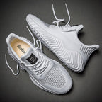 Mens Breathable White Trendy Sneakers  Casual Design  Light Walking Running Trainers Casual Breathable Mesh Men Running Shoes Walking Sneakers