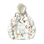 Mens Casual Hoodie Sweatshirt Vintage Yellow Painted Style Hip Hop Creativity Streetwear Men Hooded Sweatshirt Streetwear Loose Hoodies Letter Printing Hoody Stevvex